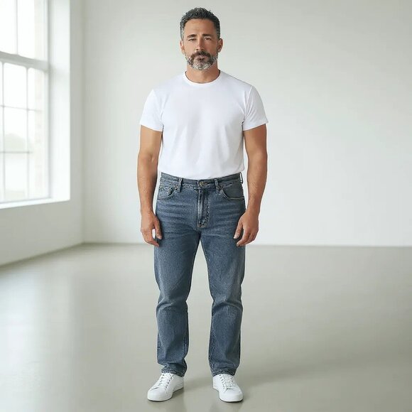 Lee Relaxed Fit Straight Leg Denim Mens Blue Jeans 36x29 Dark Wash 100% Cotton - Picture 1 of 8